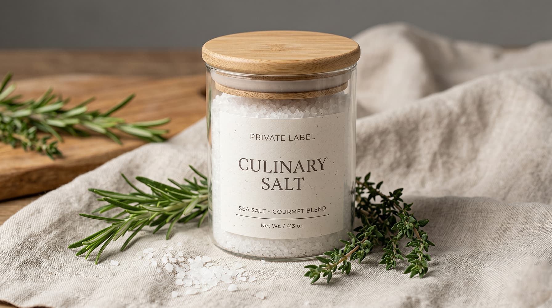 Private label custom branded salt jar